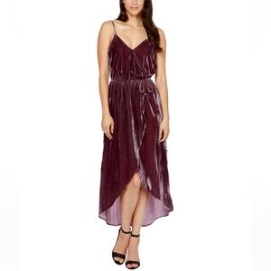 Lucky Brand Womens Velvet High-Low Ribbed Faux Wrap Dress